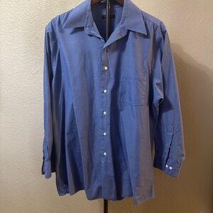 DKNY shirt mens 17/32/33 Blue button up collared Long sleeve chest pocket